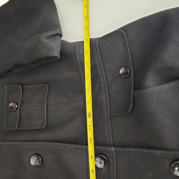 Kenneth Cole Reaction Womens Coat Size 12 Back Trench Wool Blend Black Jacket - Picture 12 of 15